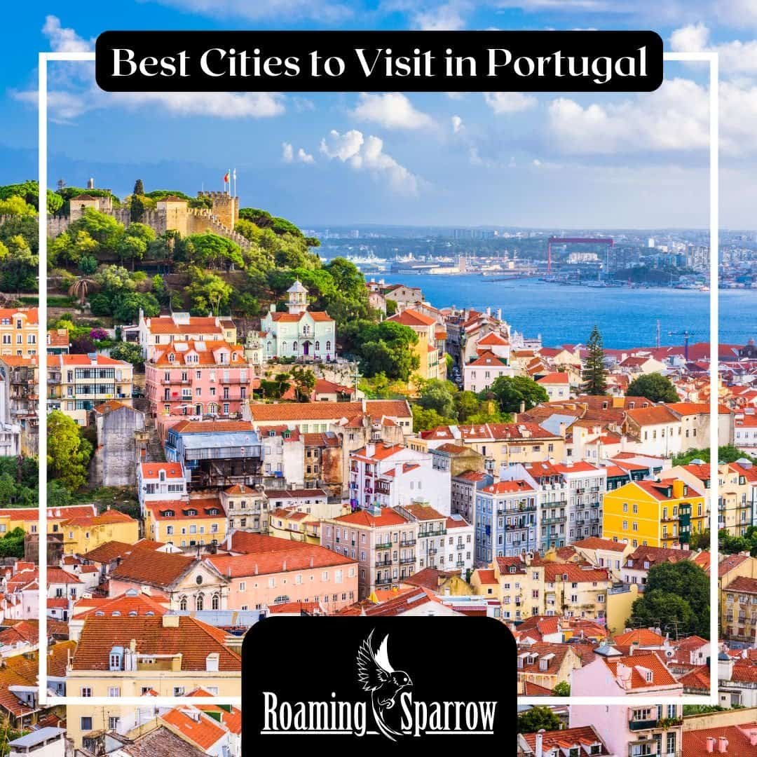 Best cities to visit in Portugal - panoramic view of Porto's colorful Ribeira district and Lisbon's historic Alfama neighborhood showcasing Portugal's top urban destinations