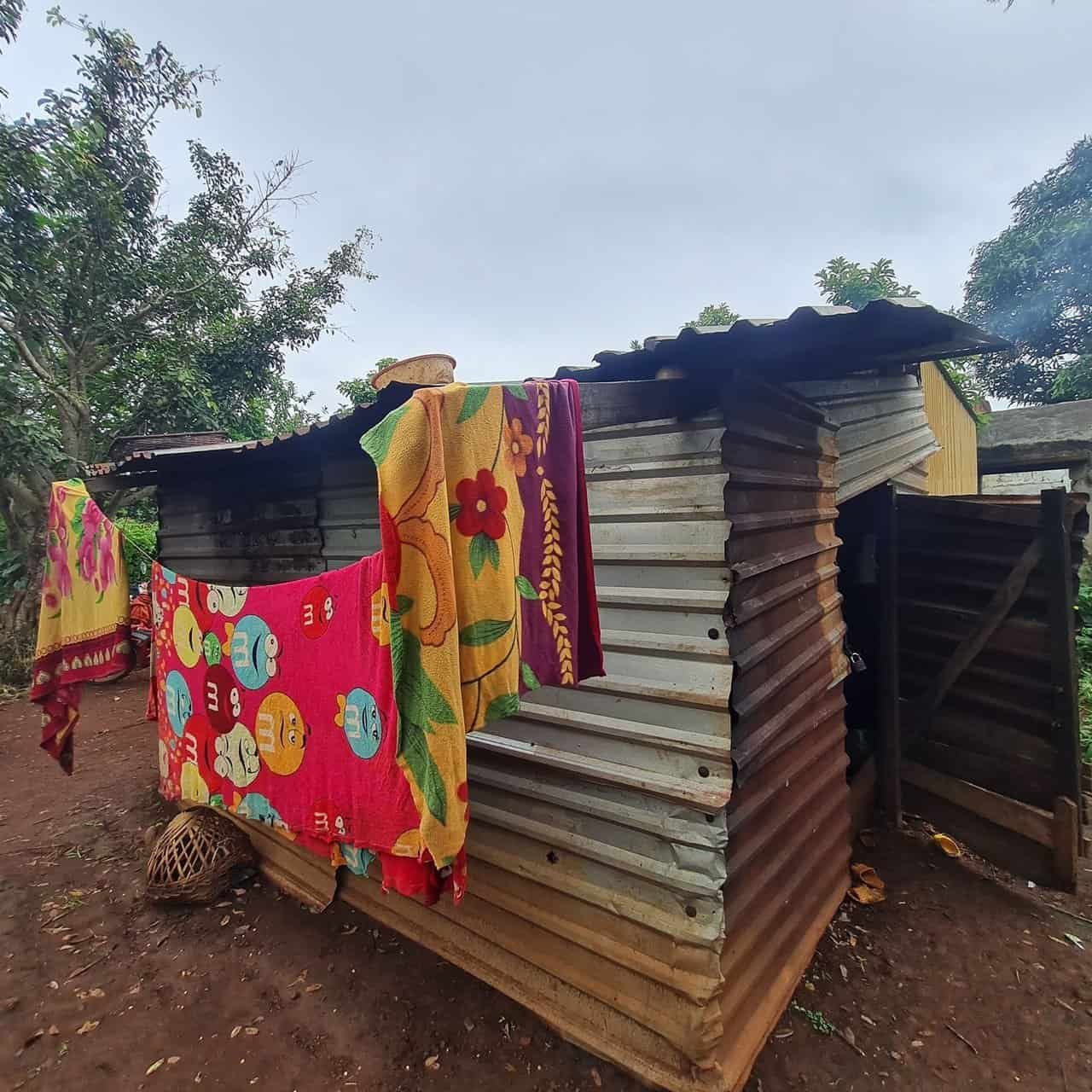 5 Kids and one adult live in this hut