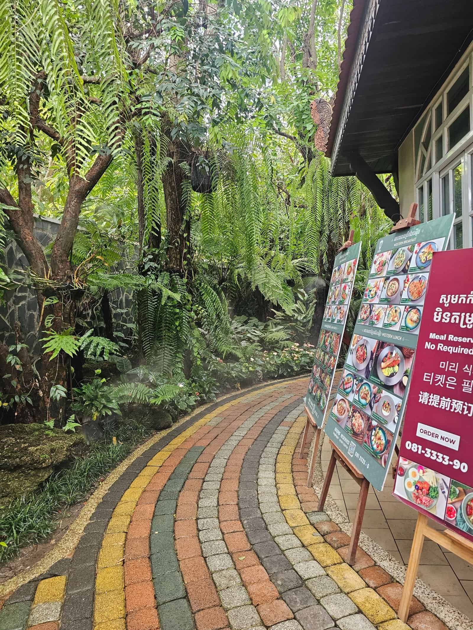 The entrance road to Chesda garden cafe on the outskirts of Siem Reap