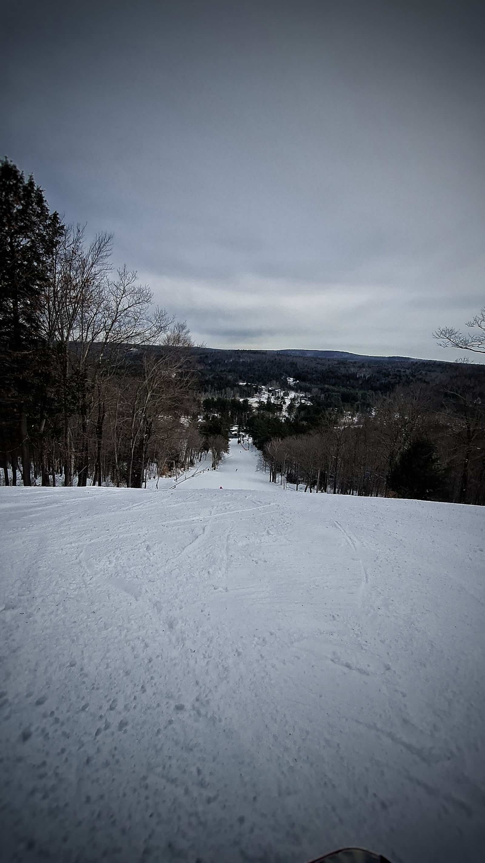 Otis ridge ski area: a small, cheap, charming berkshires hill 16 » 2026 » roaming sparrow Looking down a gentle black-diamond run at Otis Ridge, Massachusetts